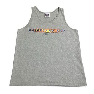 Vintage 2001 Brickyard 400 NASCAR Tank Top Mens L Gray Sport Attack Y2K Muscle‎